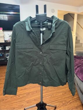 Candace Cameron Bure Forest Green Utility Shirt Jacket